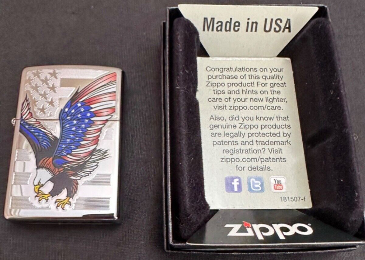 2013 Zippo E-Star Award Eagle Flag Chrome Windproof Lighter