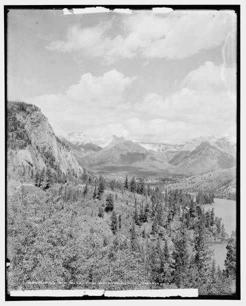 Down Bow Valley from Banff Springs Hotel Alberta 1902 Old Photo