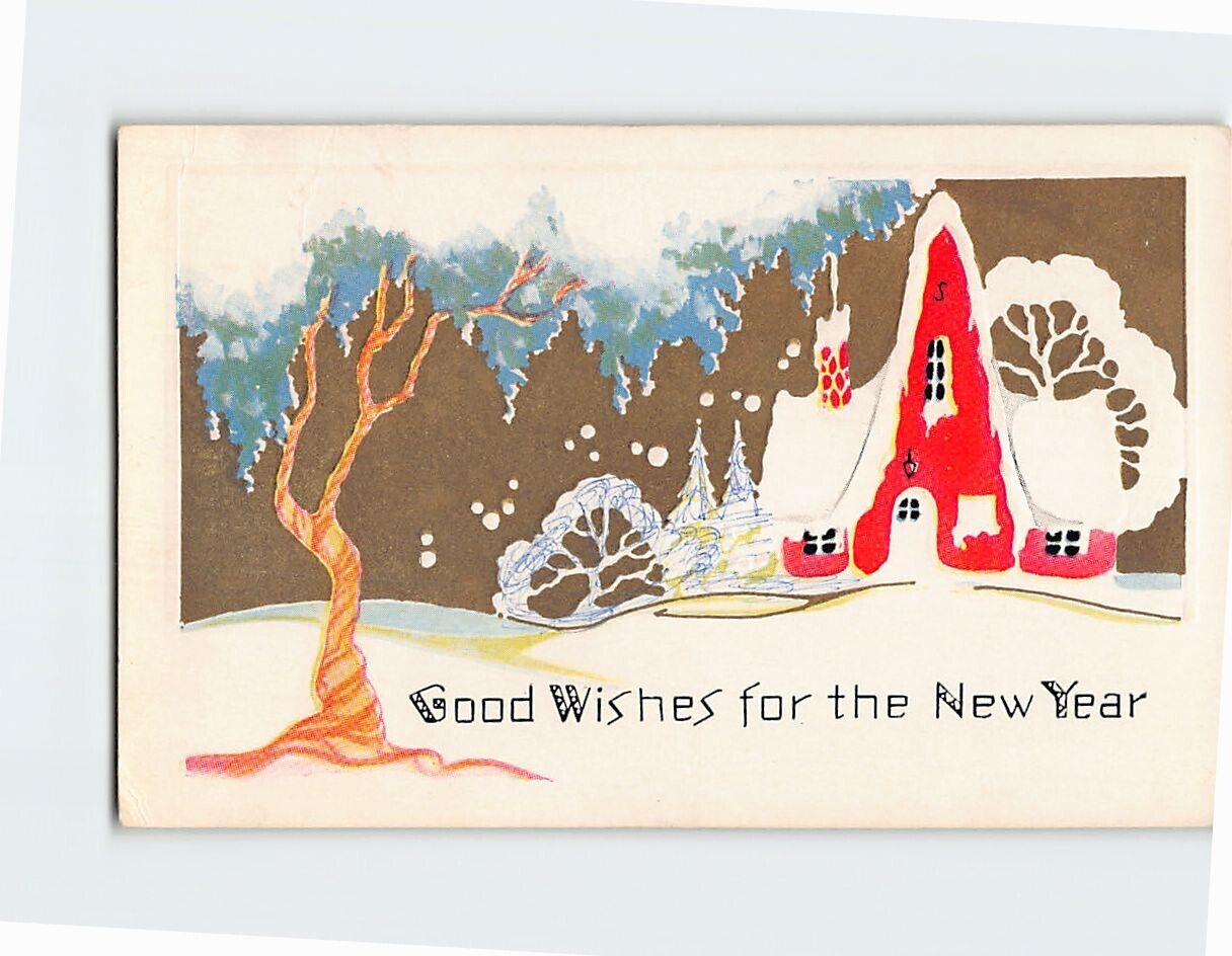Postcard Good Wishes for the New Year Embossed Card