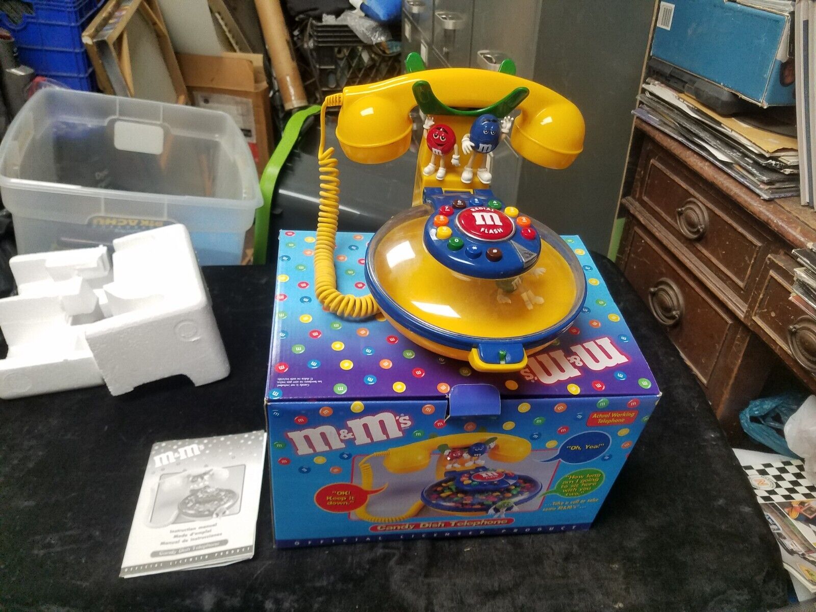 M&M\'s Yellow Candy Dish Telephone In Original Box Working