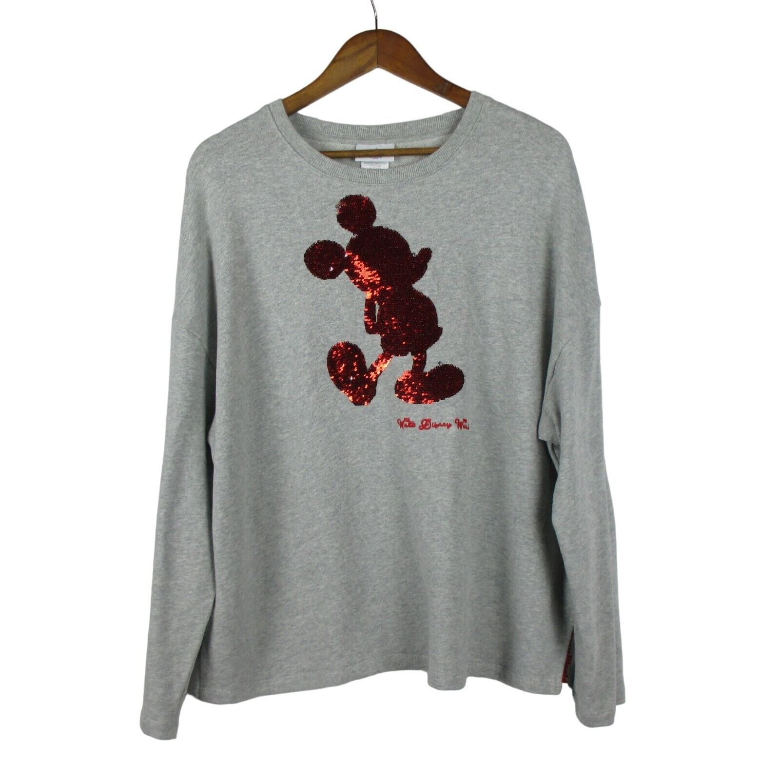 Disney Parks Mickey Mouse Reversible Sequin Sweatshirt Size L