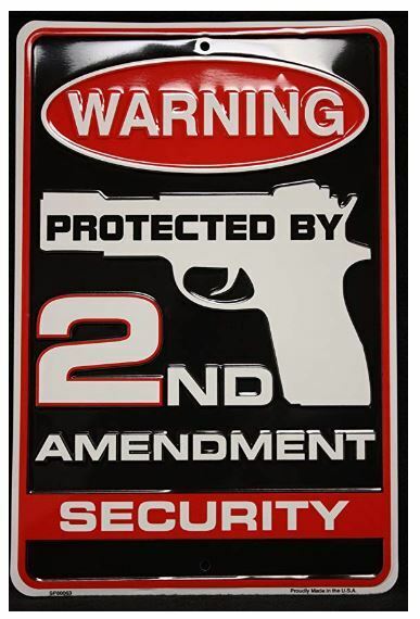 2ND AMENDMENT SECURITY TIN SIGN - AMMO METAL POSTER WALL ART DECOR NRA RIGHT