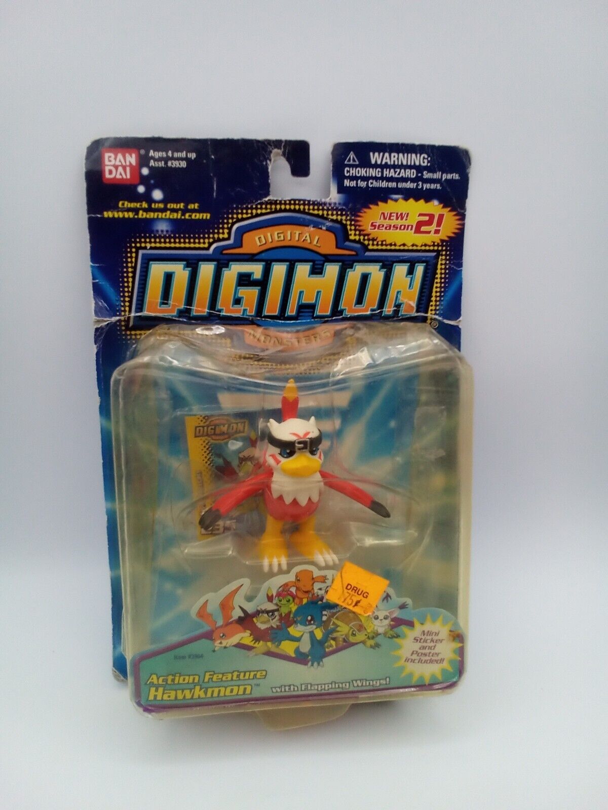 Bandai Digimon Season 2 HAWKMON Mini Action Figure MOC Vintage Read