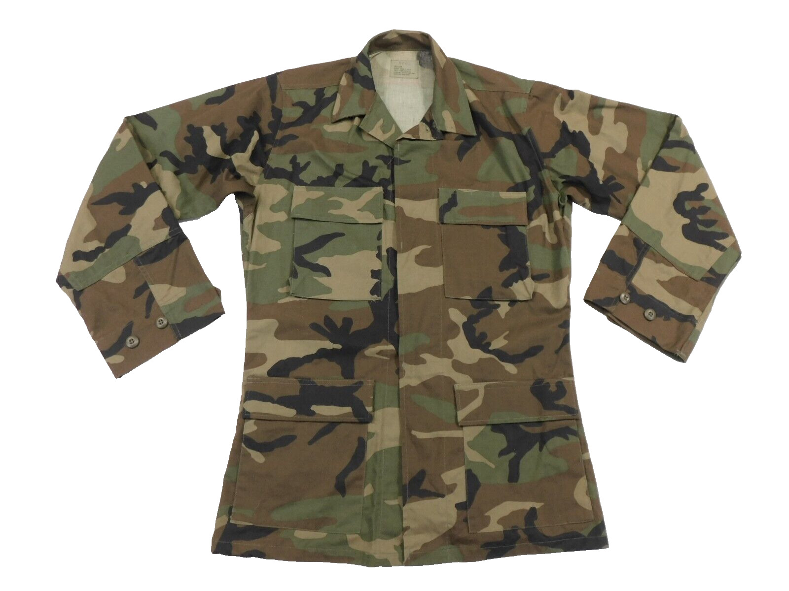 BDU Combat Coat Small Long Woodland Camouflage Cotton/Nylon Twill US Uniform NEW