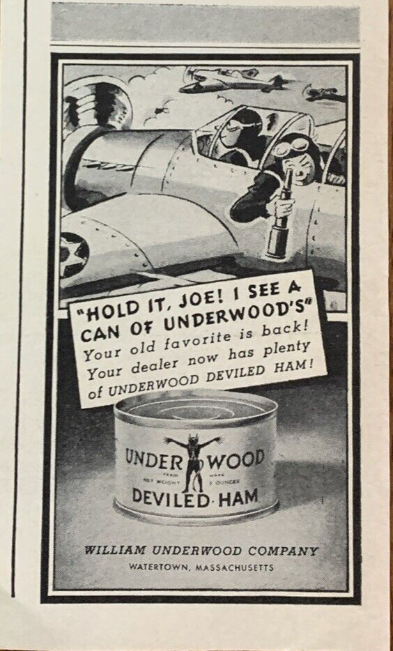 Underwood Deviled Ham Watertown Massachusetts Vintage Print Ad 1944 #0157