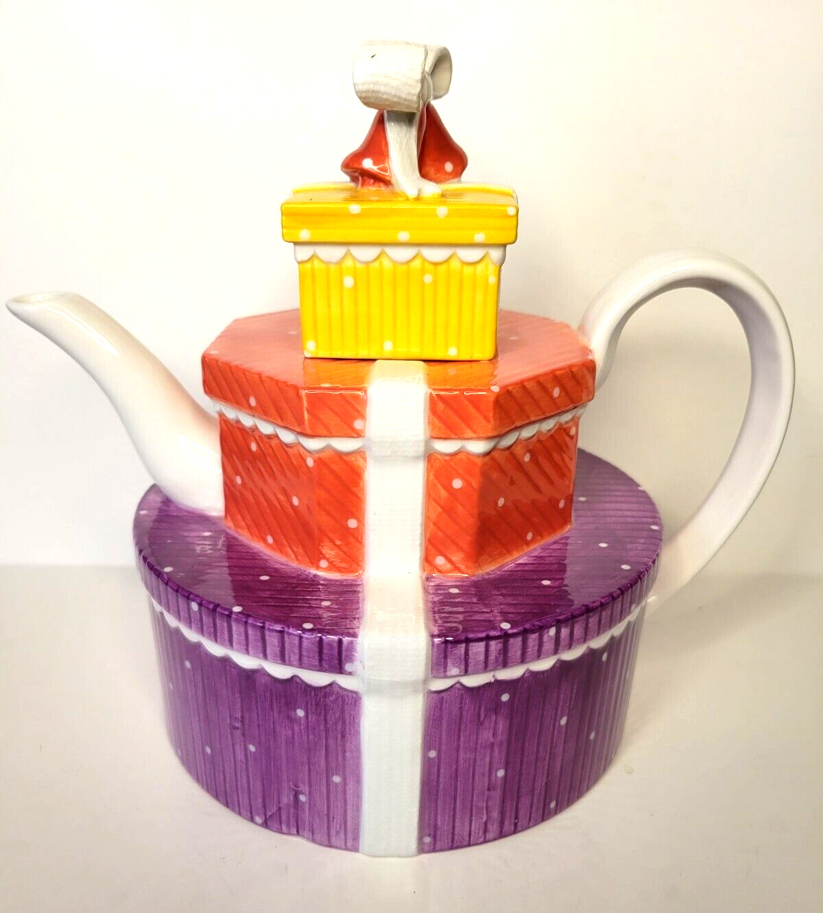 Dept 56 Teapot Sunday Brunch Birthday Gifts Purple Orange Yellow Presents