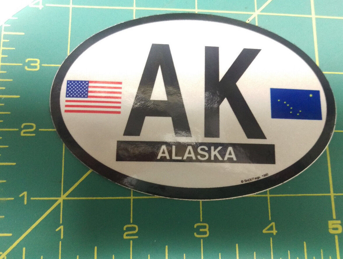 Reflective Sticker AK Oval - Reflective Oval Alaska Sticker with AK & US Flag