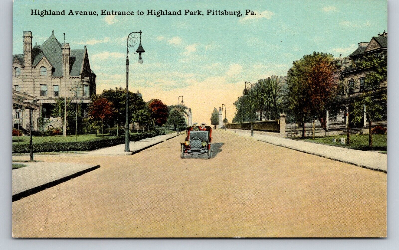 Highland Avenue Park Entrance Pittsburgh Pennsylvania Antique Unposted Postcard