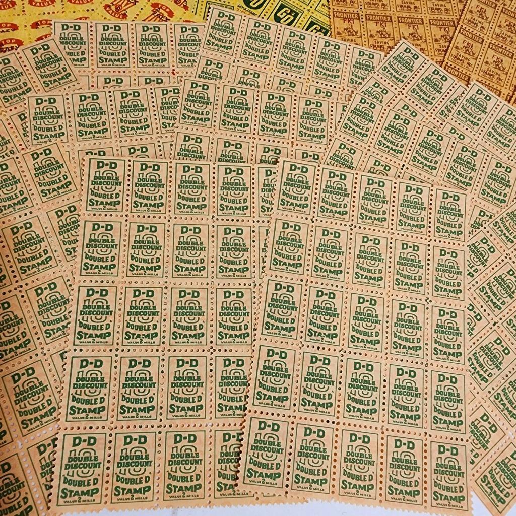 300 savings stamps 12 sheets of 25 Double Discount trading stamps paper ephemera