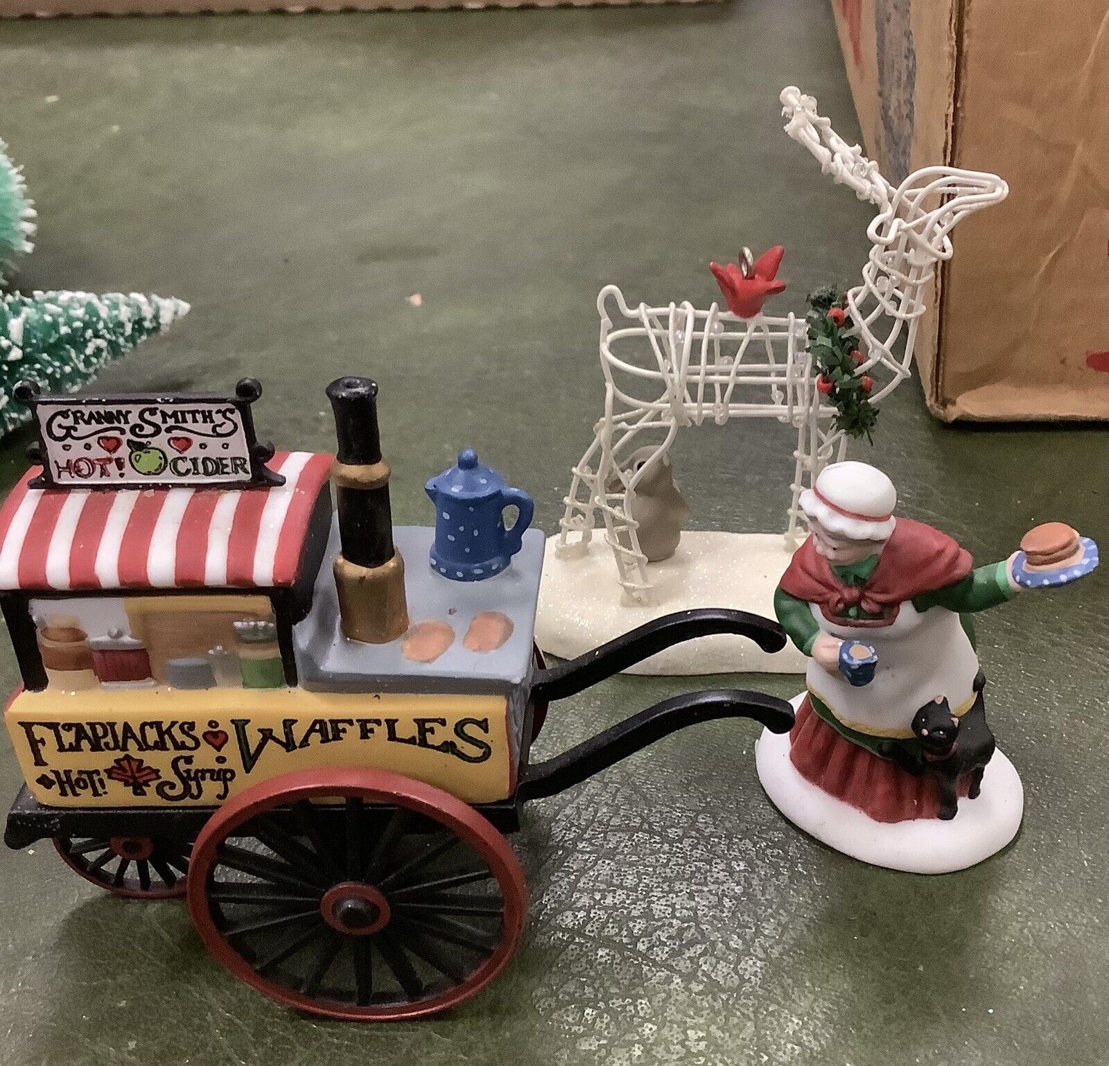 Vintage Lot Dept 56 Christmas Village Hand Painted Figure,cart,hallmark Deer