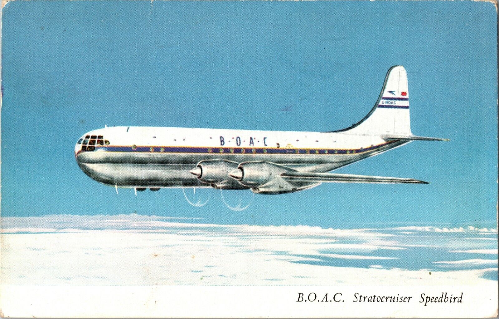 Vintage Postcard B.O.A.C. Boeing Stratocruiser Speedbird British Overseas P-56