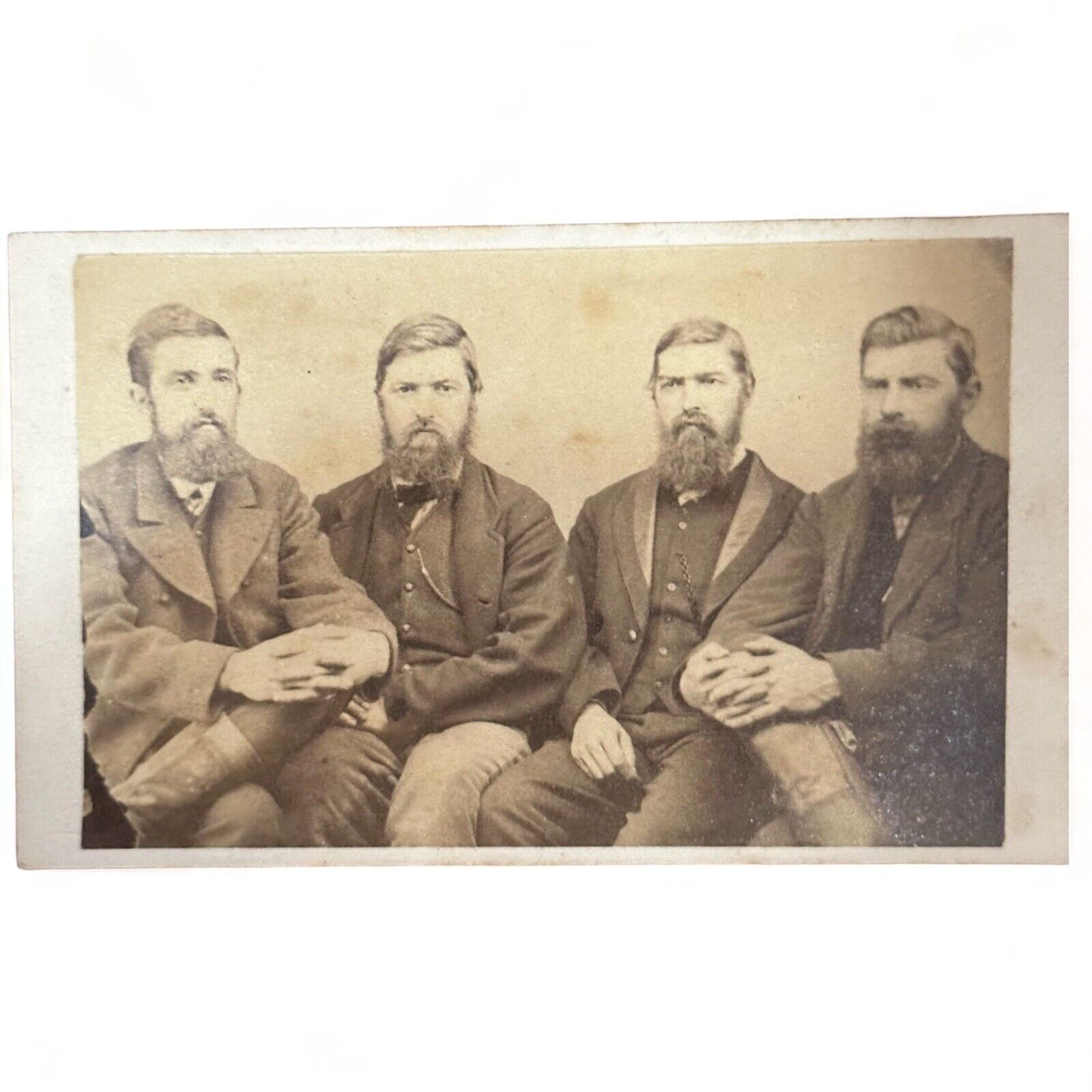 1860’s Rare Antique CDV  Photo Civil War Era Quadruplets Men Twins Unusual