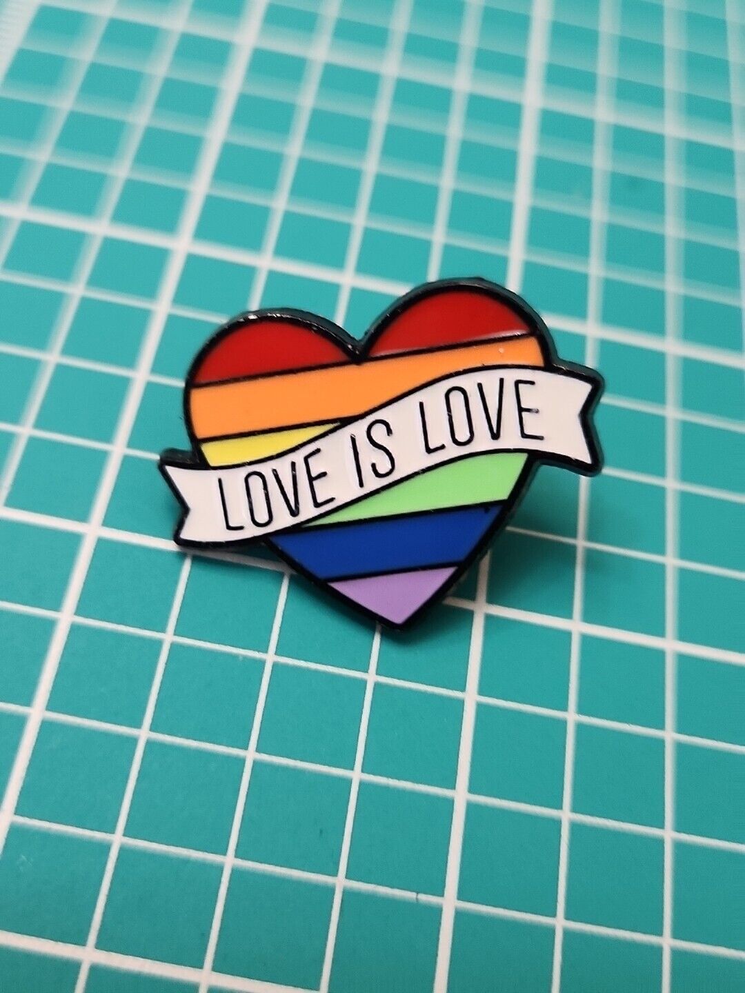 Vtg 🌈 ❤️ Rainbow Heart Love Is Love Metal Lapel Pin 