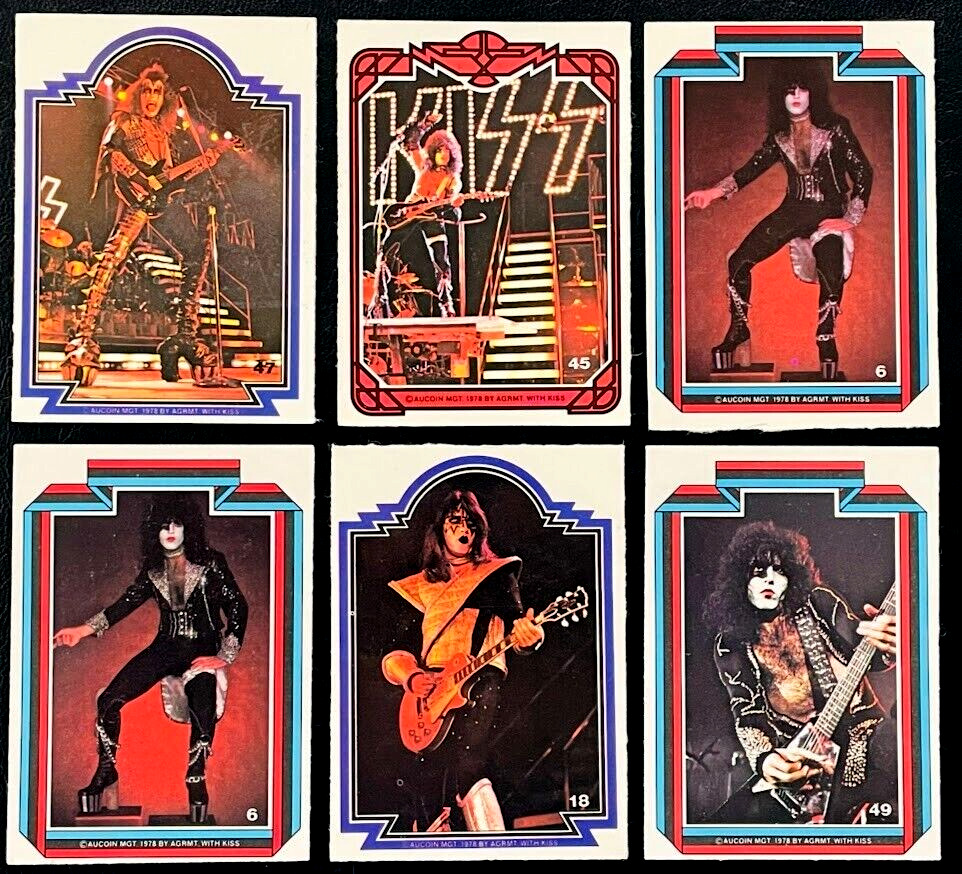 KISS 1978 Aucoin Trading Card LOT OF 6 CARDS Rock-N-Roll Music Collectible ROCK