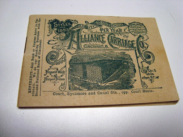 Circa 1893 Alliance Carriage Pocket Catalog, Cincinnati, Ohio