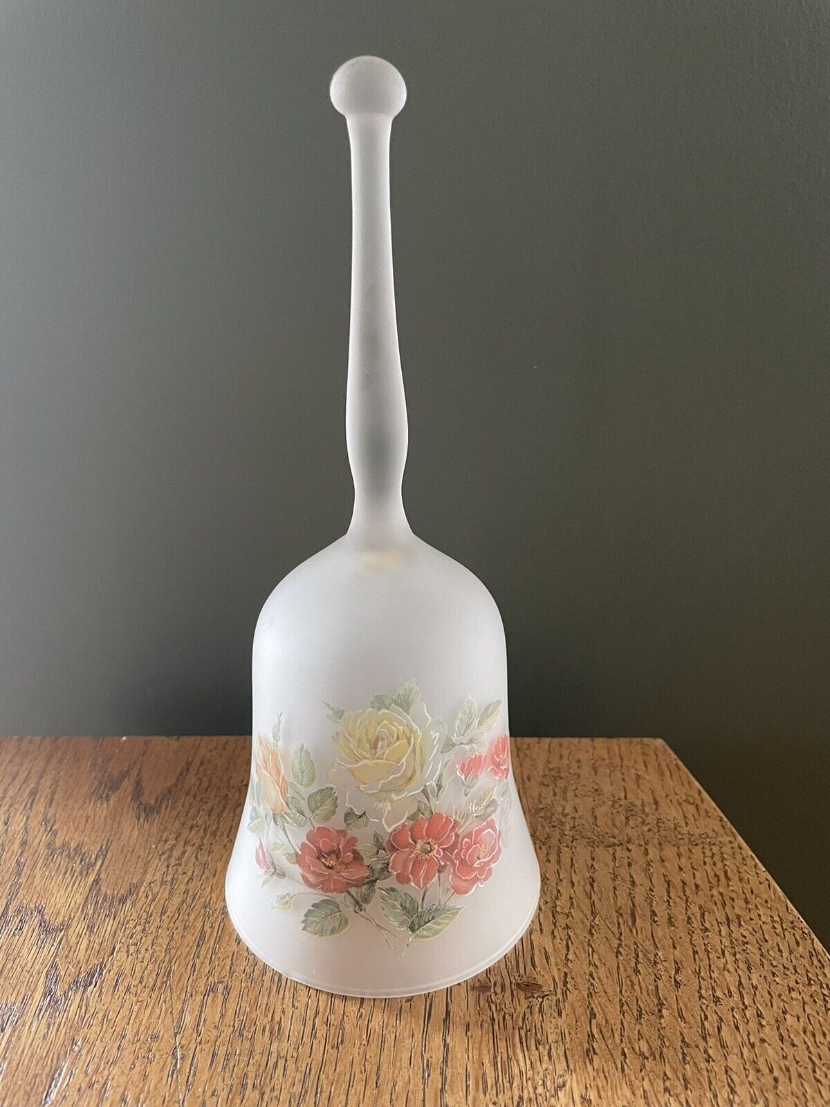 Vintage White Floral Glass Bell by Viking