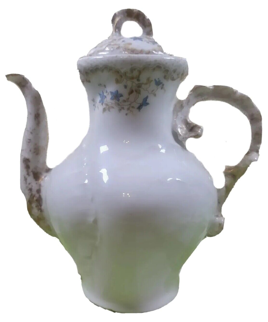 Antique 1890-1900 WM. GUERIN & CO. Limoges Blue Floral Teapot, France, Preowned