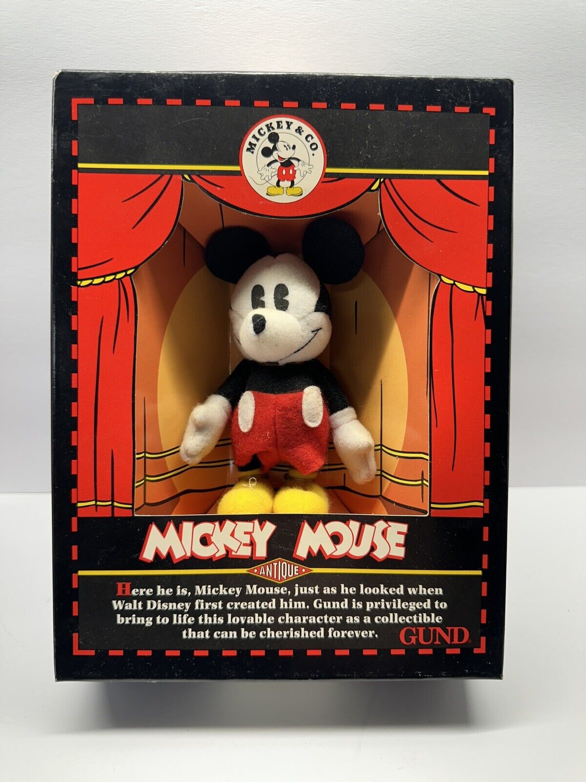 NEW Vtg Gund MICKEY & CO. Plush MICKEY MOUSE 1990's New in Original Box Antique