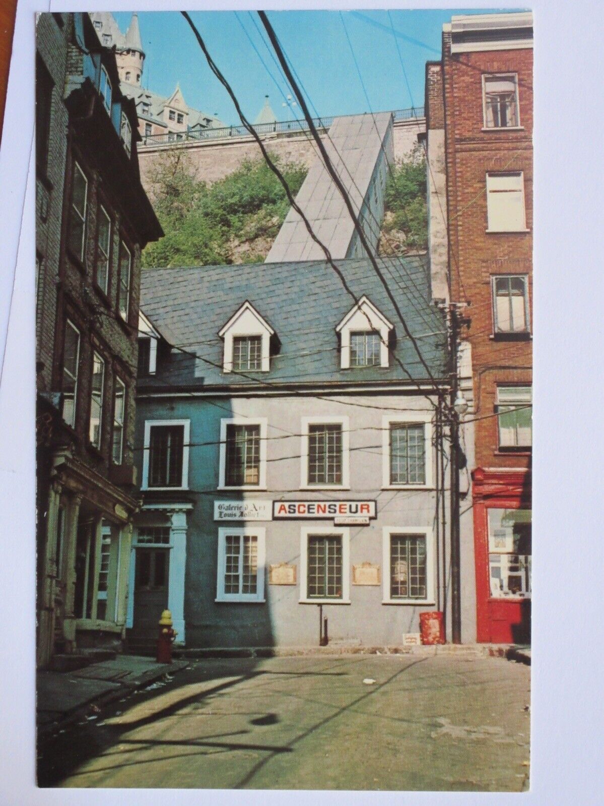 Funicular Links Upper & Lower Town Quebec CANADA Vintage Chrome Postcard