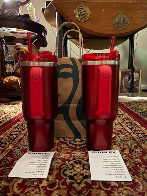 Set of 2 NEW STARBUCKS X STANLEY HOLIDAY RED 40oz TUMBLERS