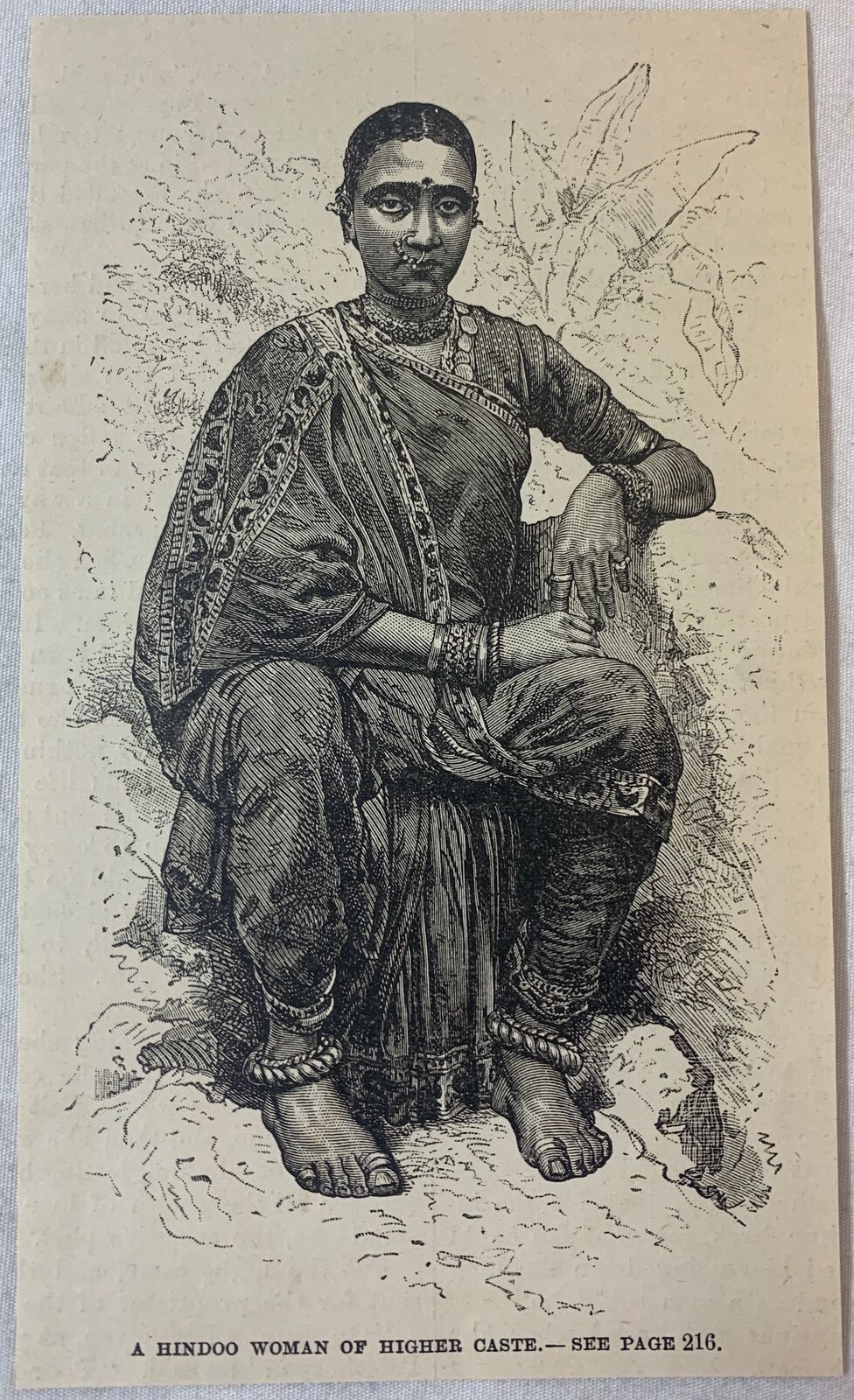 1888 magazine engraving~ A HINDOO WOMAN OF HIGHER CASTE Hindu