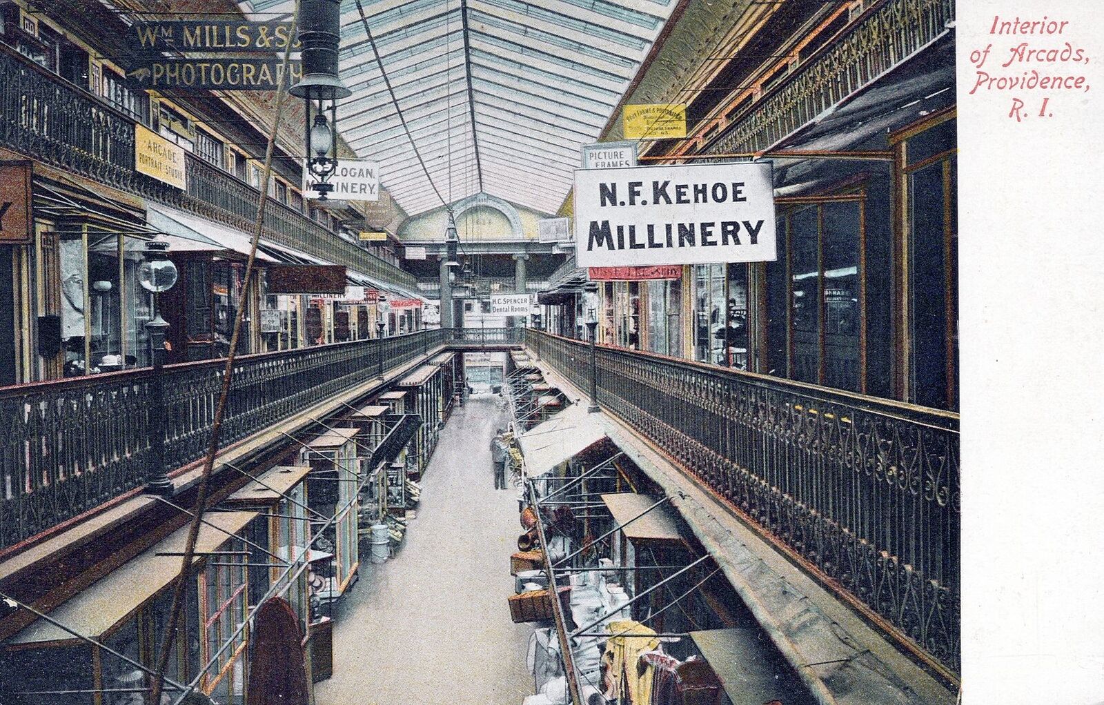 PROVIDENCE RI - Arcade Interior Postcard - udb (pre 1908)