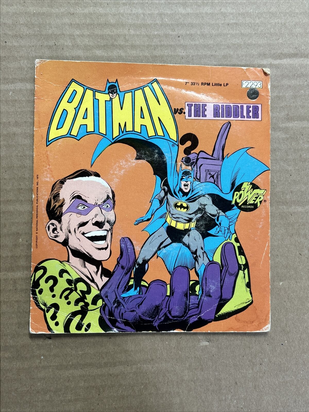 Batman Vs The Riddler Power Records  7” 33 1/3 RPM Little LP Vinyl Record - 1975