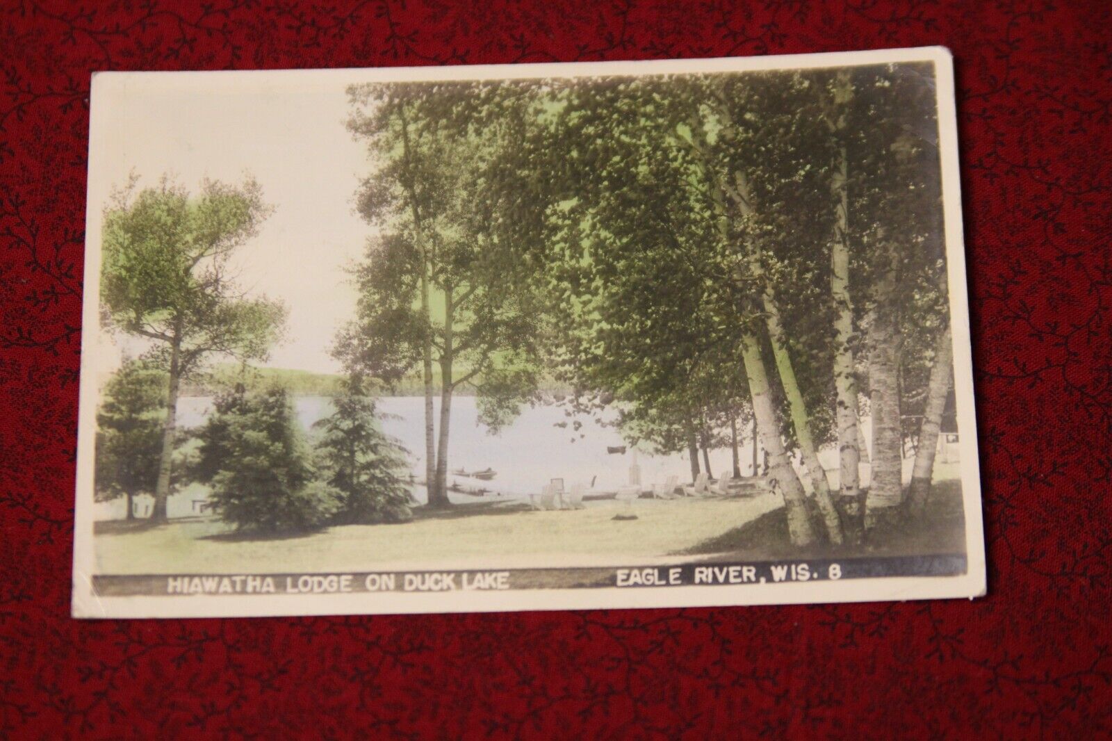 Hiawatha Lodge on Duck Lake, Eagle River Wisconsin Postcard - Real Photo RPPC