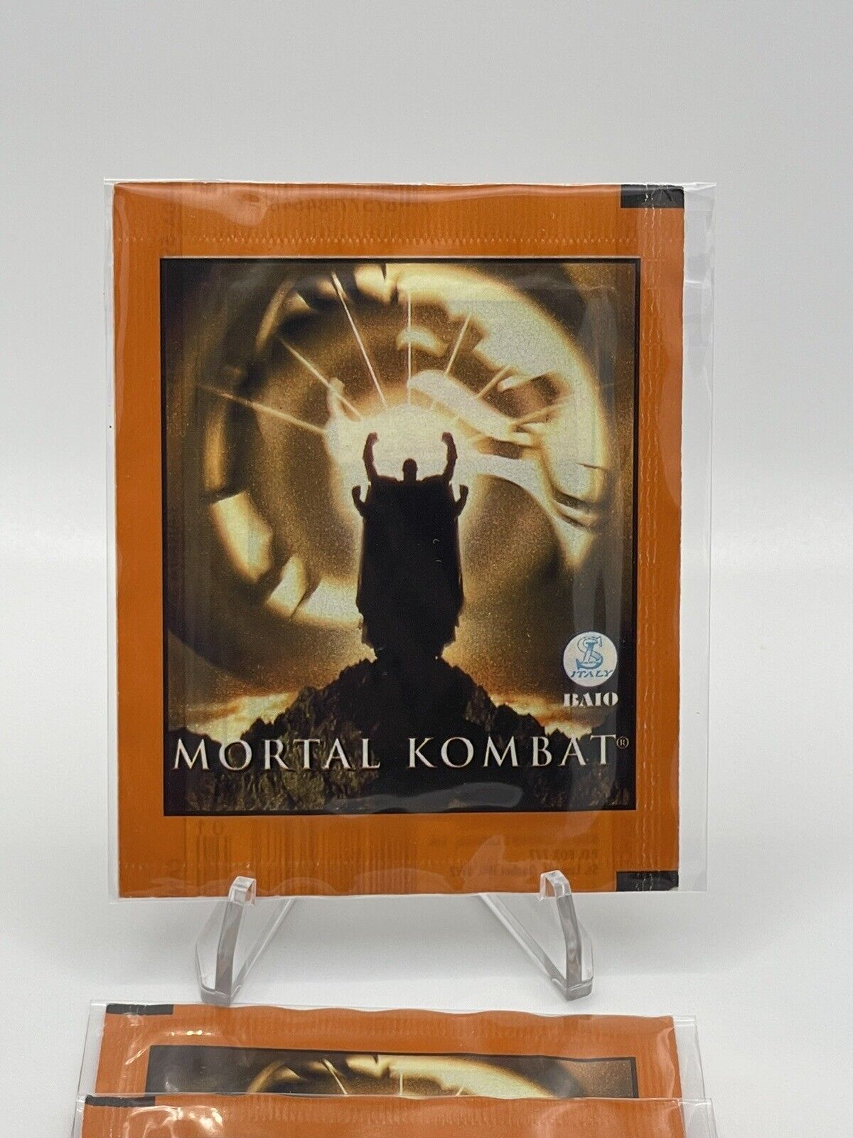 1995 MORTAL KOMBAT 1-UNOPENED MOVIE STICKER PACK,baio company,scorpion,kano,goro
