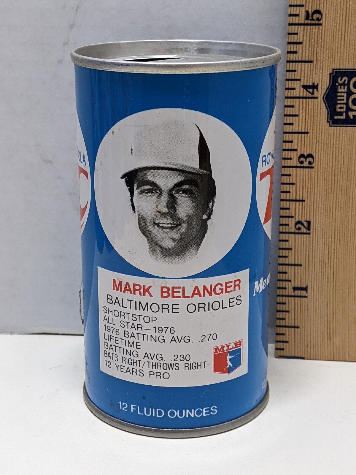 Vintage 70\'s Royal Crown RC Cola MLB Mark Belanger Baseball Can