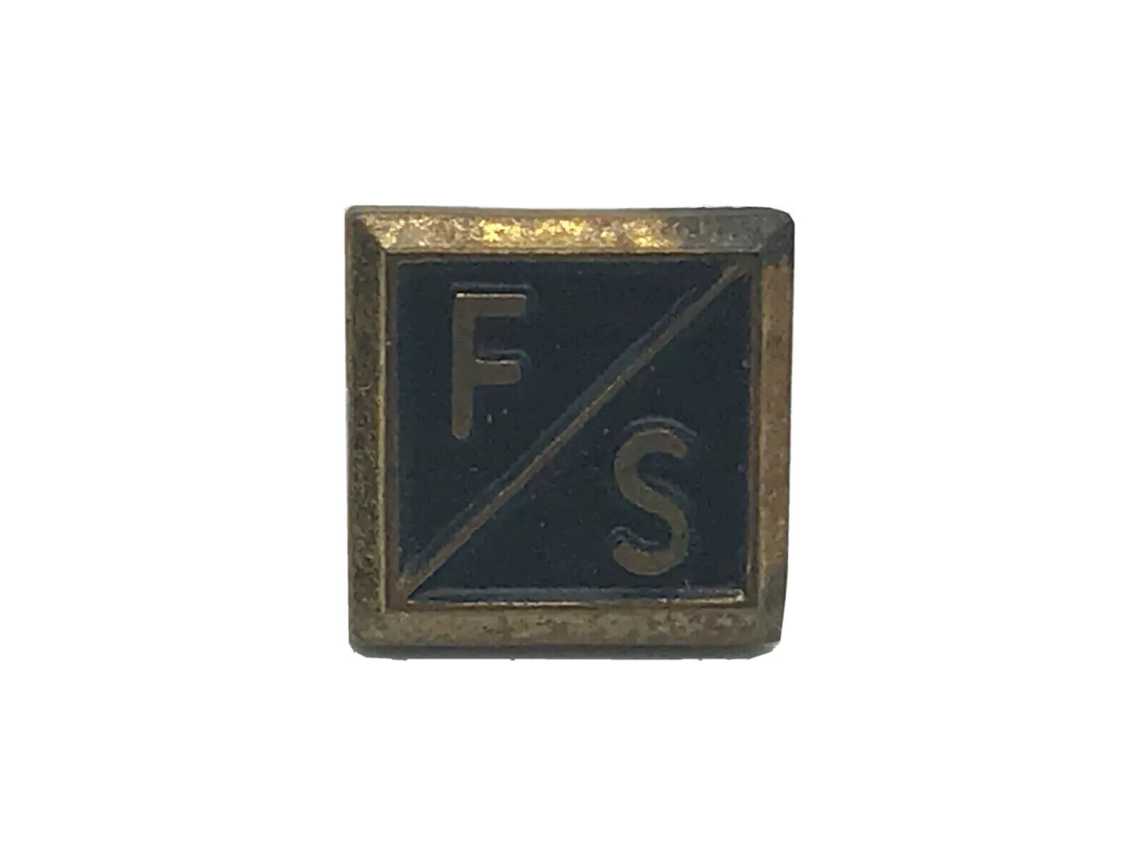 Vintage F/S Black + Gold Tone Tie Tac Lapel Pin  B4