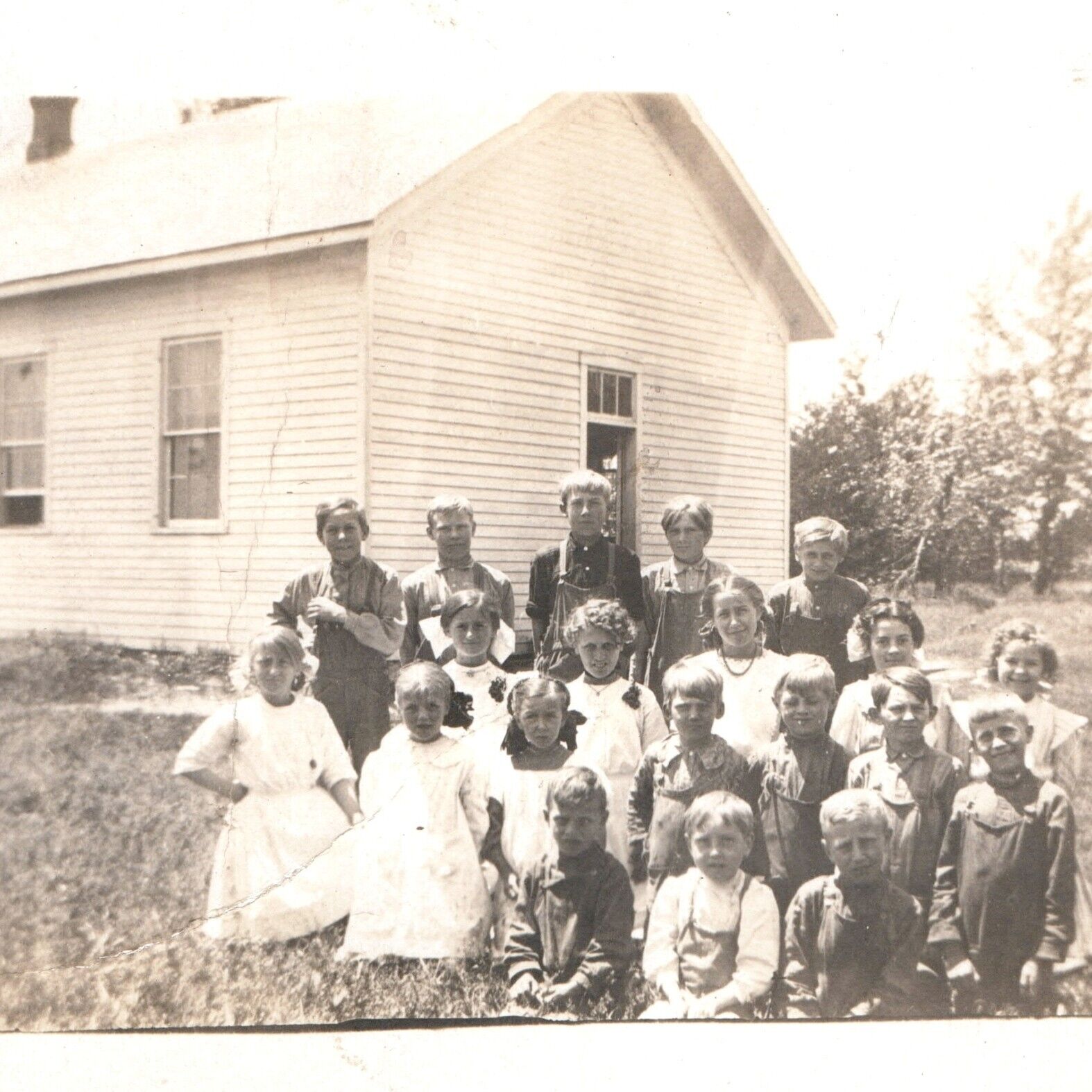 c1910s IA Pioneer School RPPC Students Farm Kid Group Photo Ethel Meythaler A171