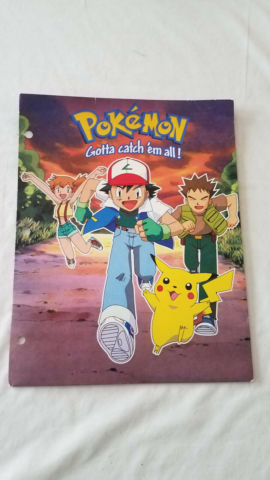 Vintage Pokemon Pocket Folder Ash Misty Pikachu Brock Used 1999 