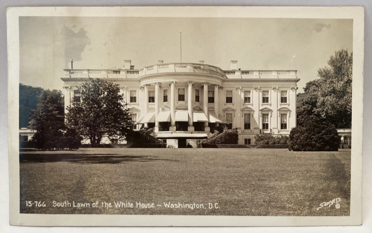 RPPC South Lawn of the White House Washington DC Vintage Photo Postcard