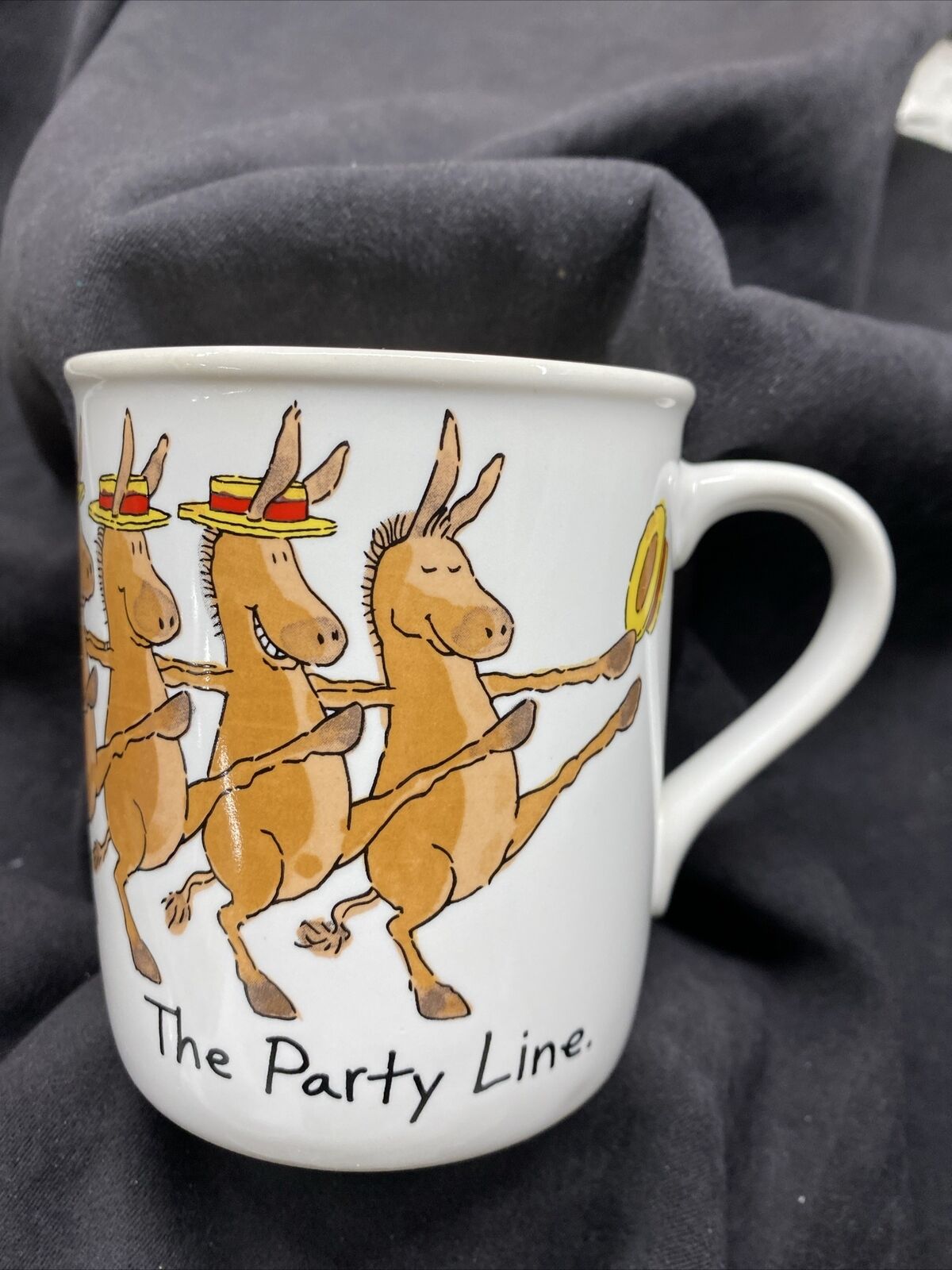 vintage Dakin Mug Democrat Donkeys 1987 “The Party Line” JAPAN EUC