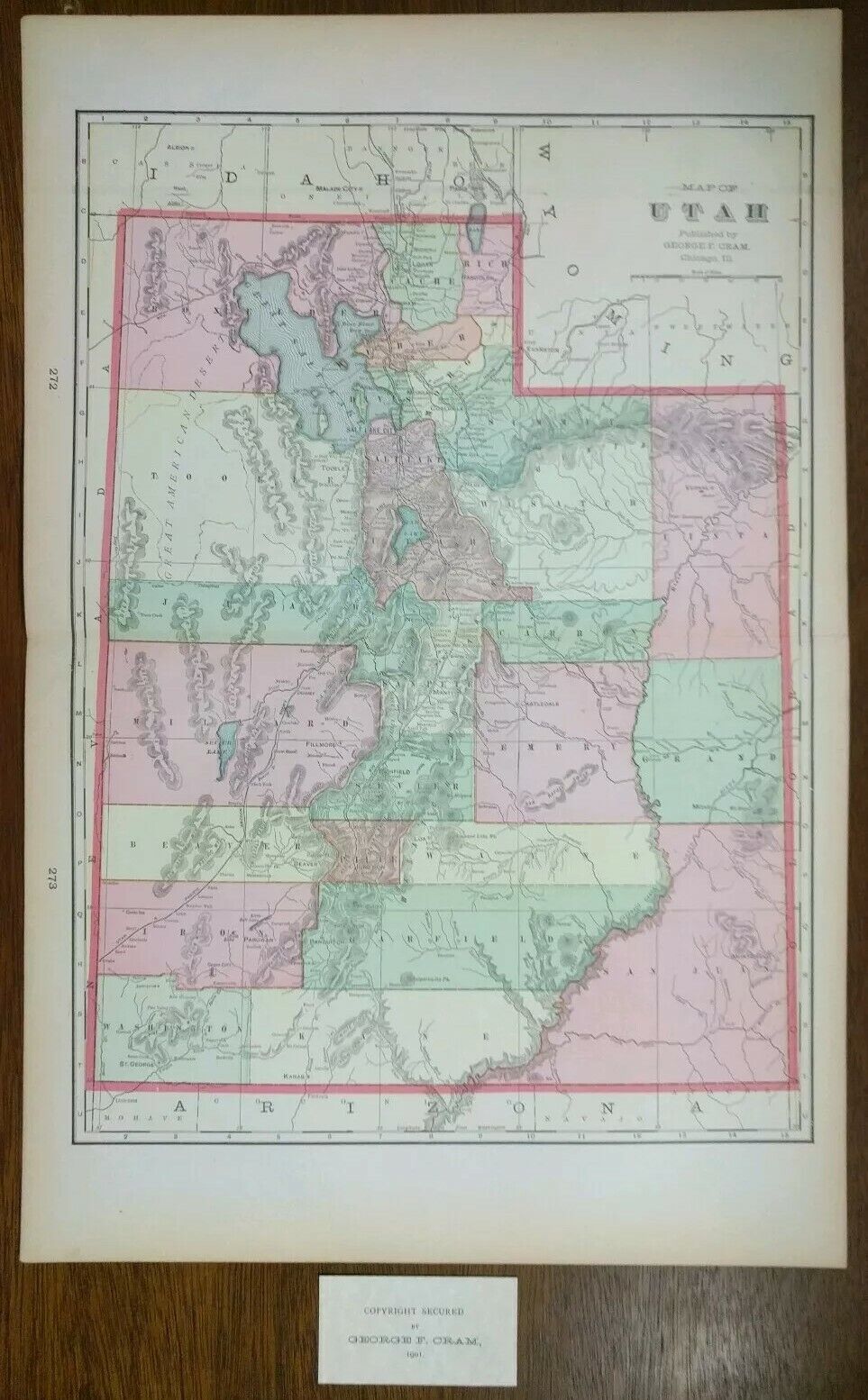 Vintage 1901 UTAH Map 14\
