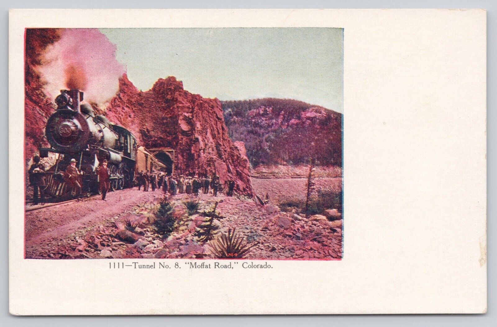 Steam Engine Train Railroad Tunnel No. 8 Moffat Road Colorado Embossed Postcard