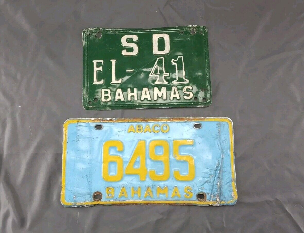 Vintage BAHAMAS License Plates ~ SD & ABACO