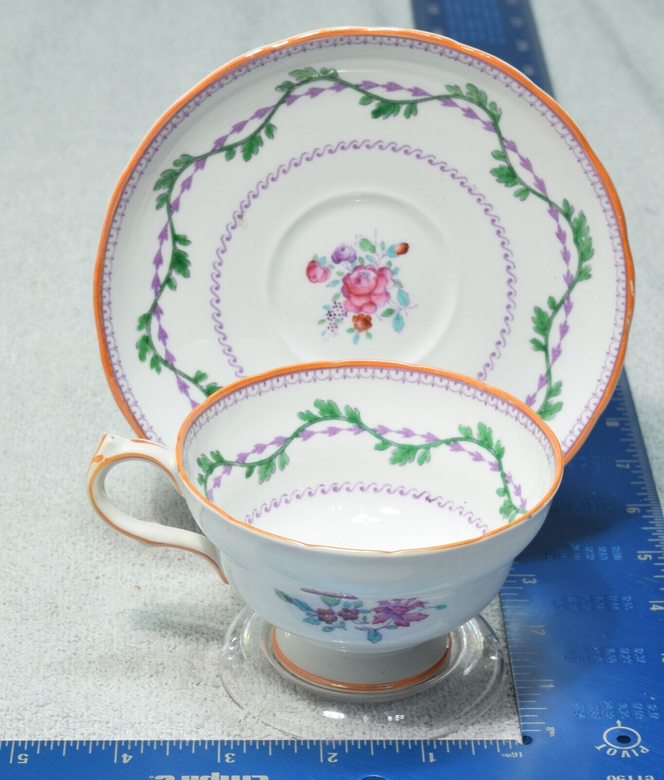 Vintage 40s COPELAND Grosvenor China England Cup And Saucer Roses