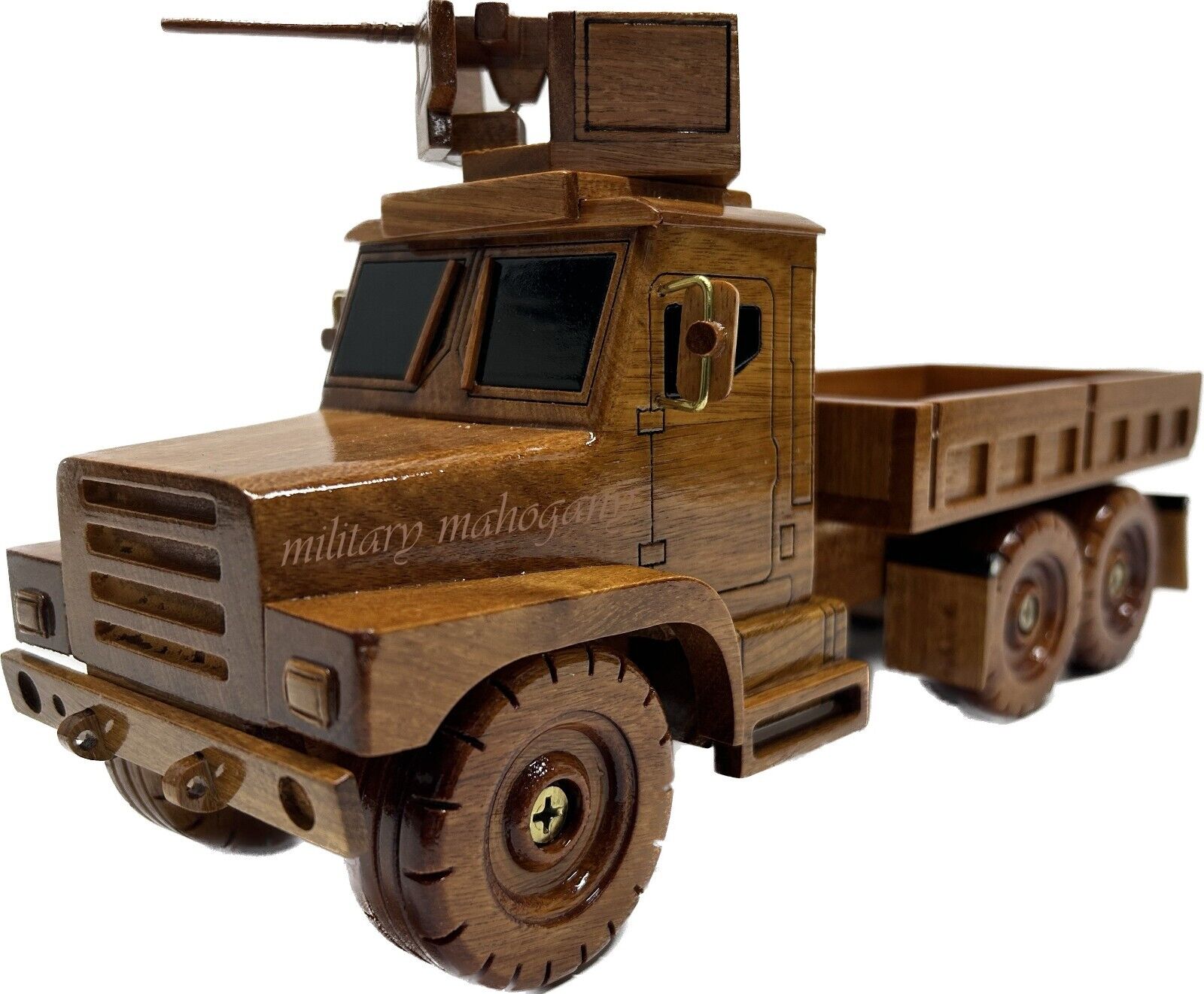 MTVR Cargo USMC Marine Oshkosh Defense Troop Truck Military Mahogany Wood Model