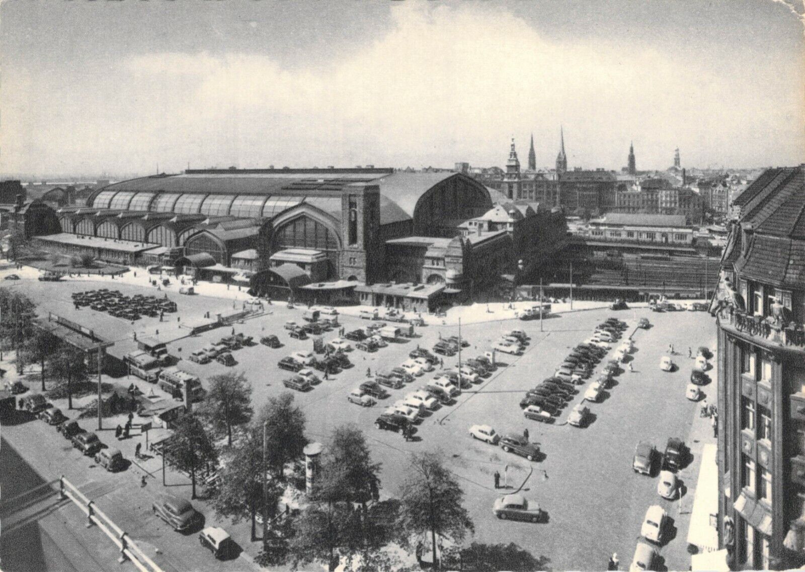 Vintage Postcard Hamburg Germany Central Station Hauptbanhof 1950s Aerial Photo