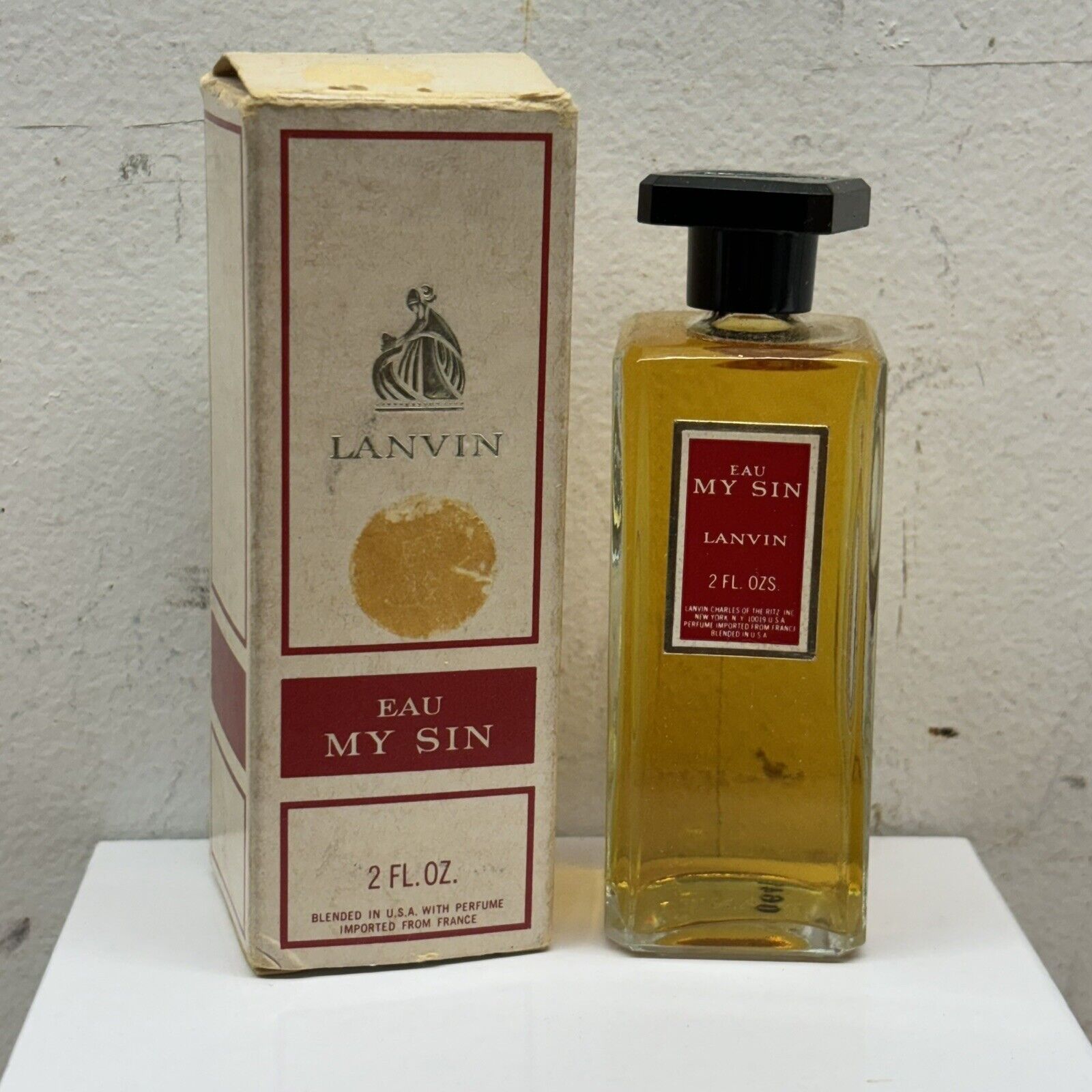 Vintage Eau My Sin LANVIN Perfume 2 FL OZ Charles Ritz FULL with box