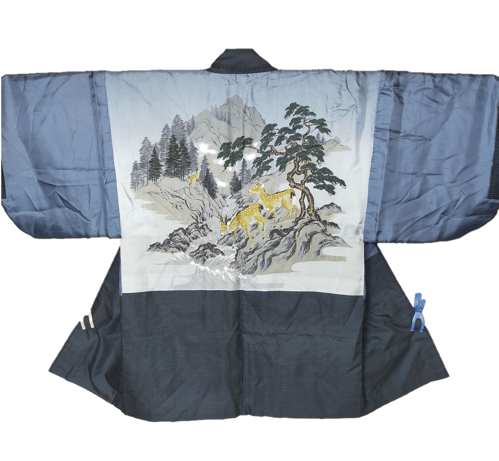 Japanese vintage Men\'s Kimono Haori Jacket Osima tumugi Herd of deer 9537