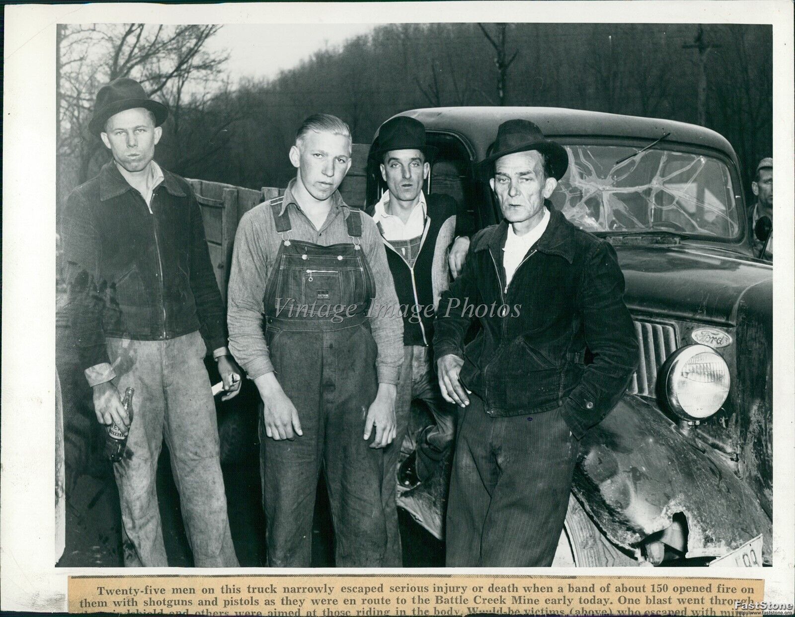 1940 25 Workers Ambushed On Way To Battle Creek Mine Elko Nv Unions 7X9 Photo