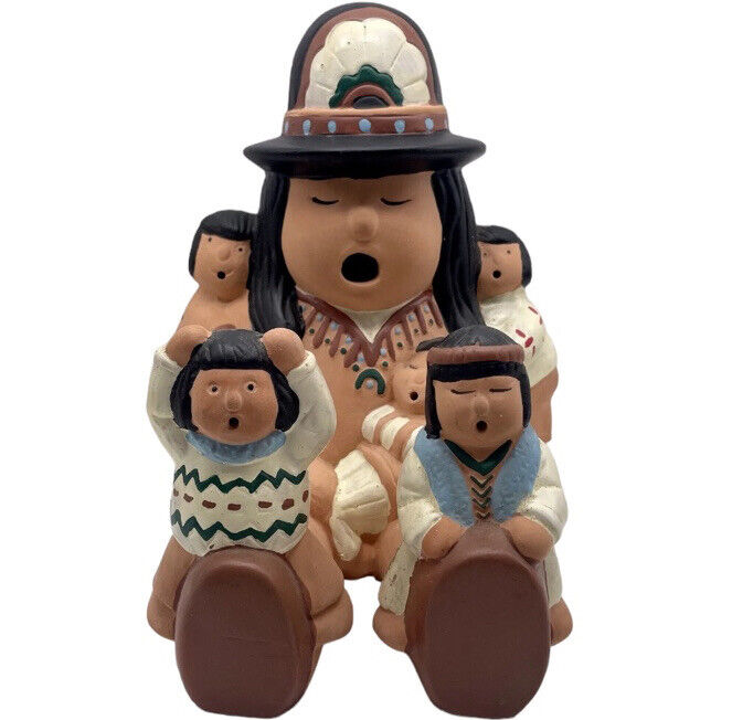 1996 House Of Lloyd Native American Storyteller Pottery Figurine 5 Child 6.75”H