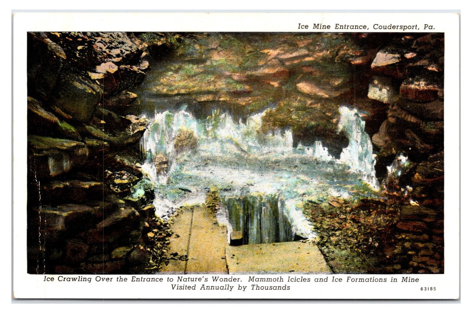 VTG 1930s - Ice Mine Entrance - Coudersport Pennsylvania Postcard (UnPosted)