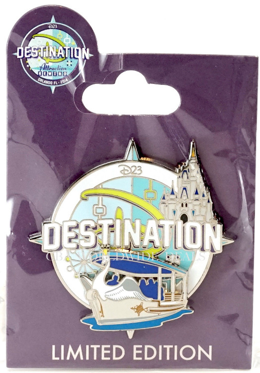 Disney 2014 D23 Destination D Attraction Rewind Logo Swan Boat Pin NEW