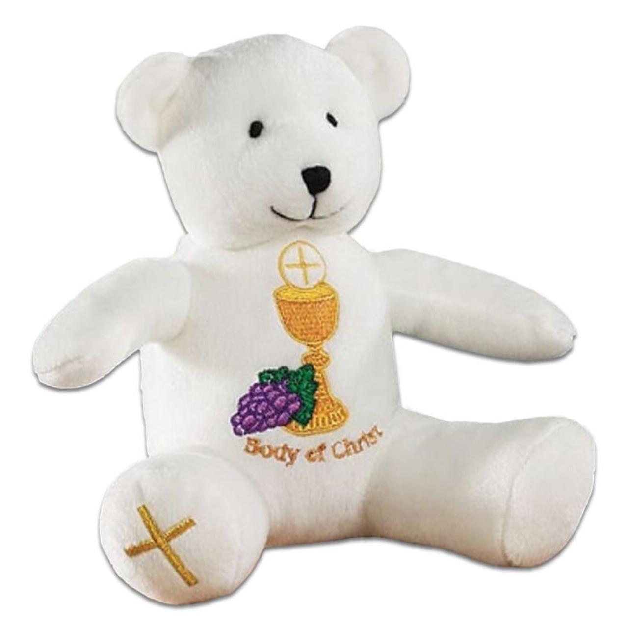 Body of Christ First Communion White Plush Teddy Bear Gift for Children 6 Inch