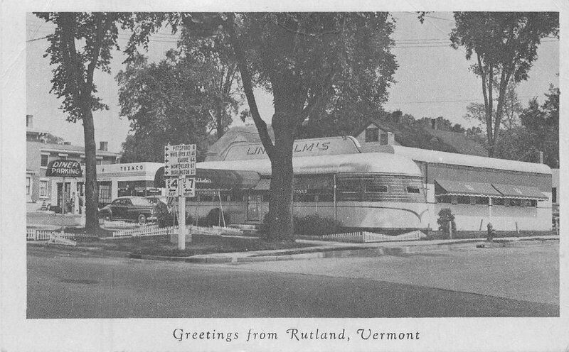 Vermont Rutland Lindholm\'s Diner 1940s automobiles Postcard 22-7254
