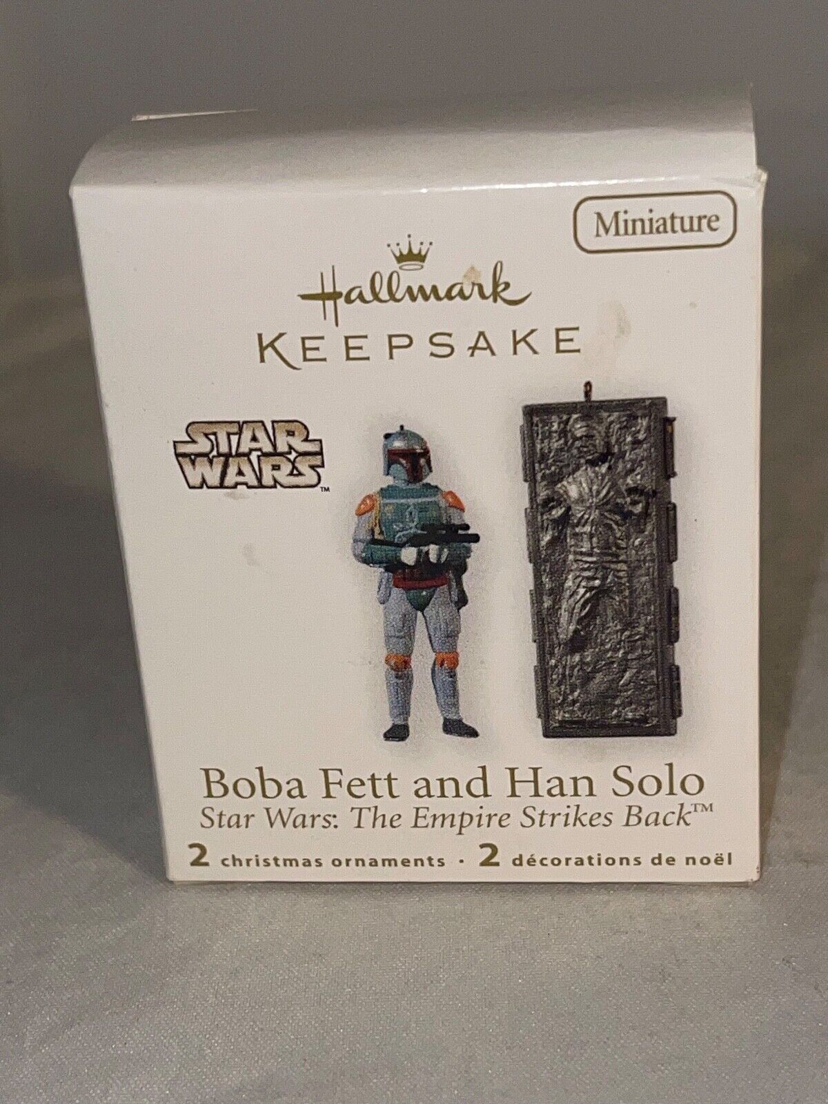 2010 Hallmark Star Wars Empire Strikes Back Boba Fett Han Solo Mini Ornament